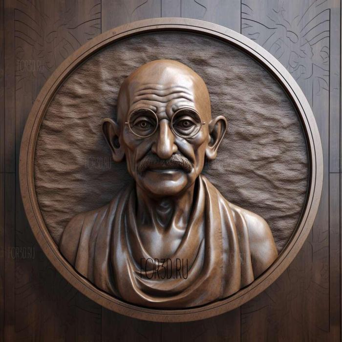 Mohandas Gandhi father of modern India 3 stl model for CNC