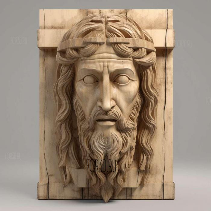 Jesus head with plinth 1 stl model for CNC
