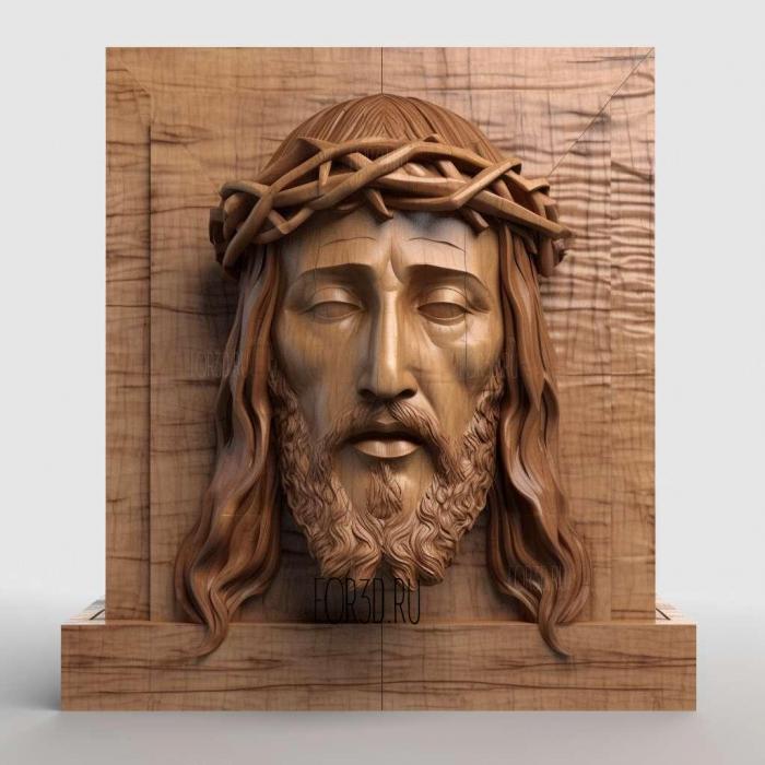 Jesus head with plinth 2 stl model for CNC