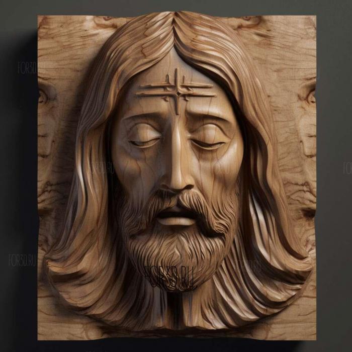 Jesus head with plinth 3 stl model for CNC