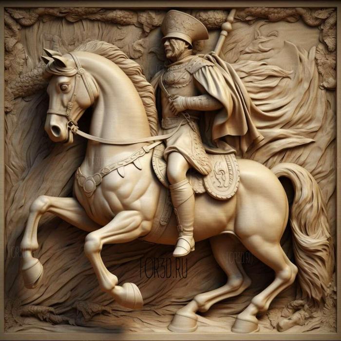 Napoleon on a Horse 2 stl model for CNC