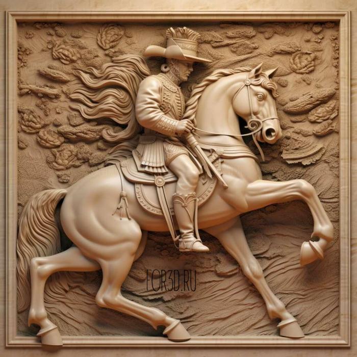 Napoleon on a Horse 4 stl model for CNC