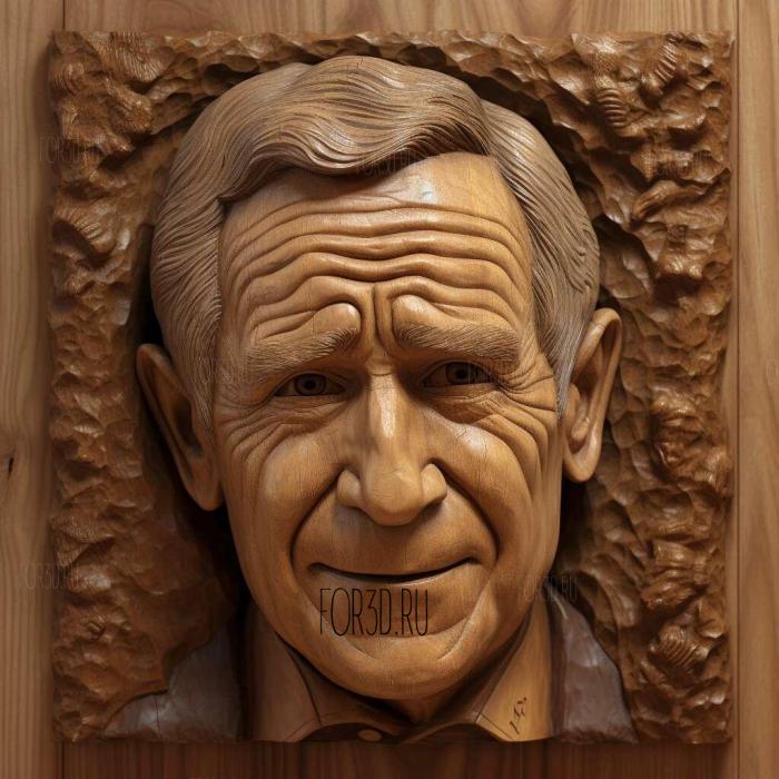 George W Bush caricature Animated 1 stl model for CNC