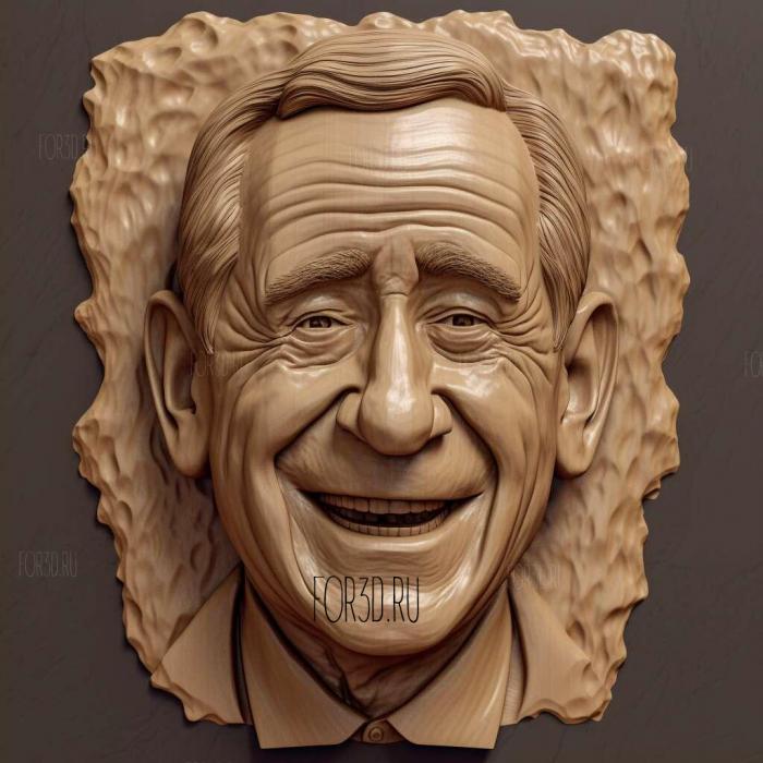 George W Bush caricature Animated 3 stl model for CNC