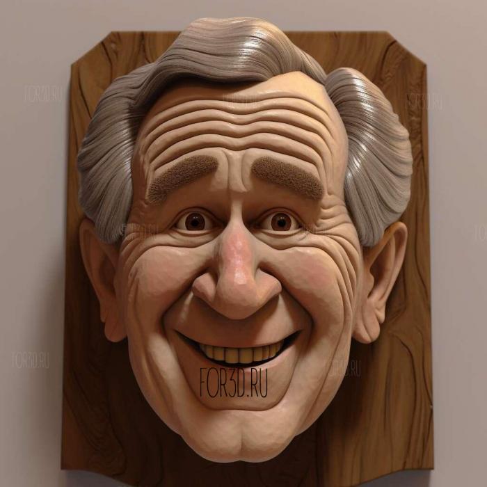 George W Bush caricature Animated 4 stl model for CNC