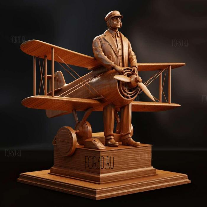 Igor Sikorsky aircraft designer Statue 1 stl model for CNC