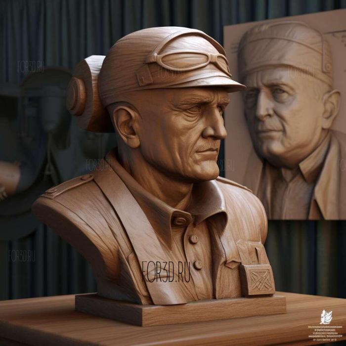 Igor Sikorsky aircraft designer Statue 4 stl model for CNC