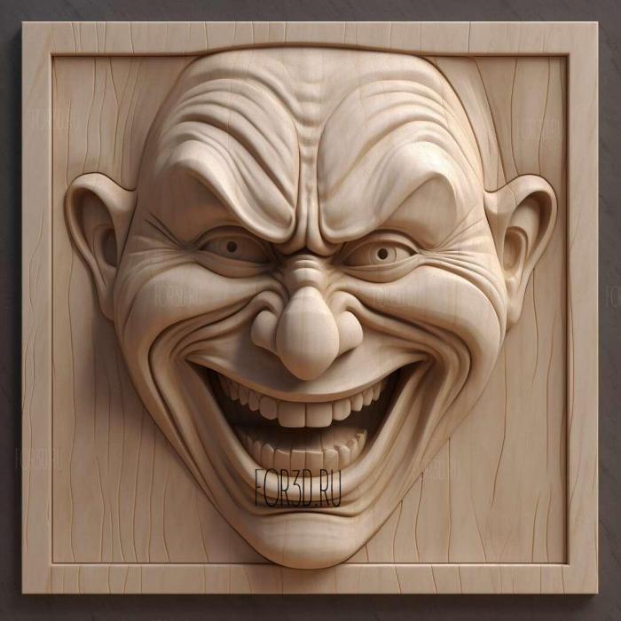 Joker in expression 2 stl model for CNC