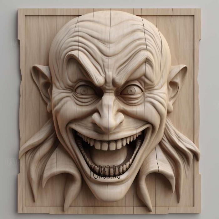 Joker in expression 3 stl model for CNC