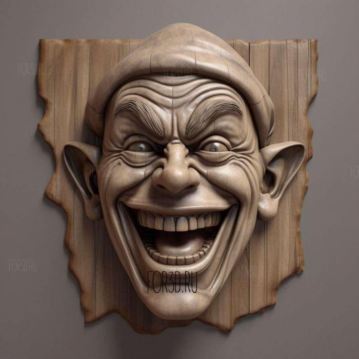 Joker in expression 4 stl model for CNC