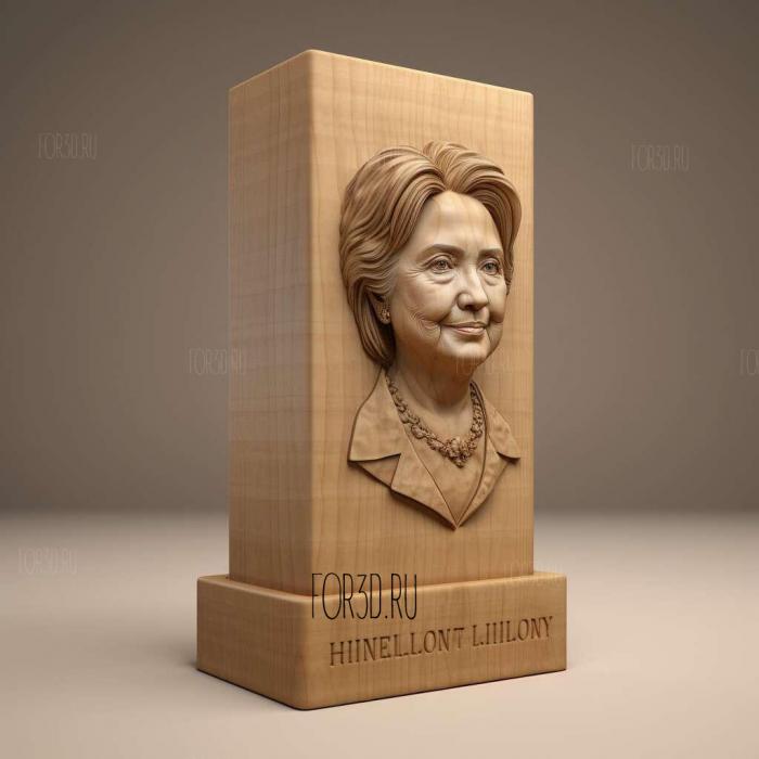 Hillary Clinton long plinth 2 stl model for CNC