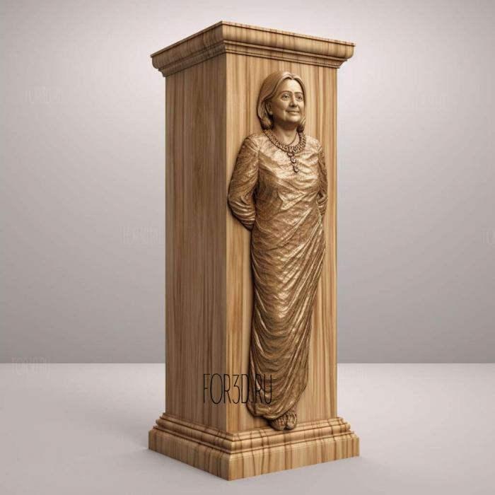 Hillary Clinton long plinth 3 stl model for CNC