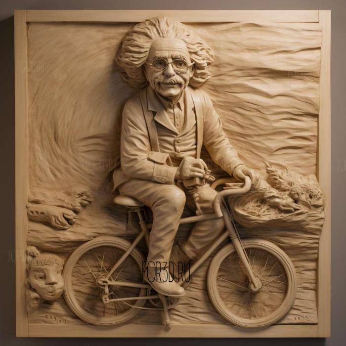 Albert Einstein on velocycle 1 3d stl модель для ЧПУ