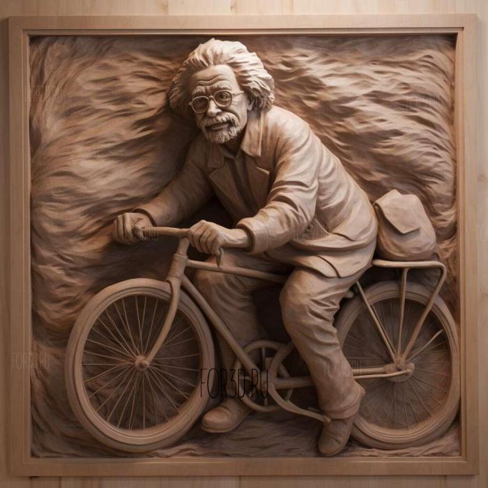 Albert Einstein on velocycle 3 stl model for CNC