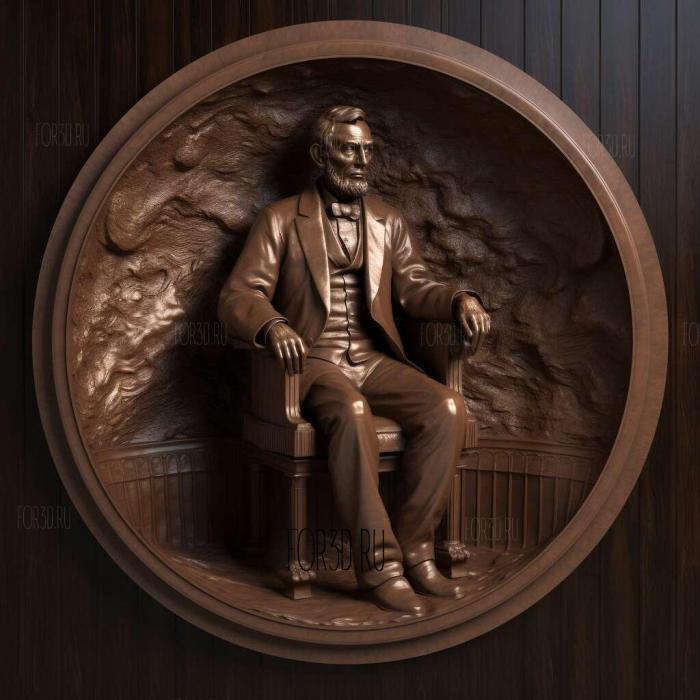 Abraham Lincoln on the round podium 1 stl model for CNC