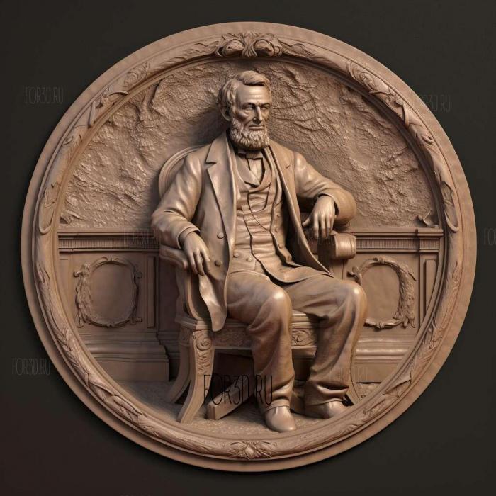 Abraham Lincoln on the round podium 2 stl model for CNC