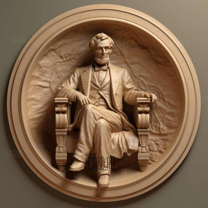 Abraham Lincoln on the round podium 3 stl model for CNC