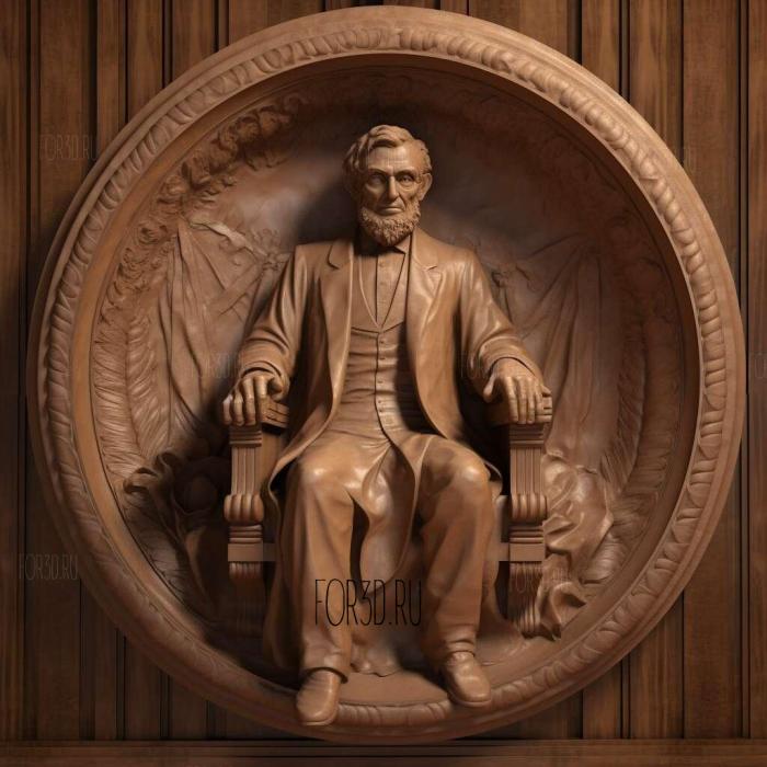 Abraham Lincoln on the round podium 4 stl model for CNC