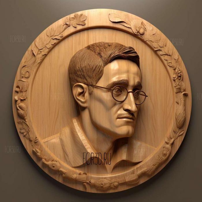 Edward Snowden 3D caricature 2 stl model for CNC