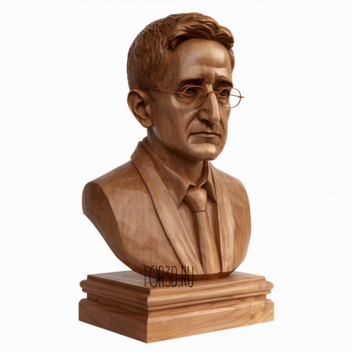 Edward Snowden 3D caricature 3 stl model for CNC