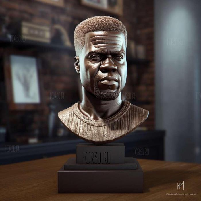 Kevin Hart bust for 3D 1 stl model for CNC