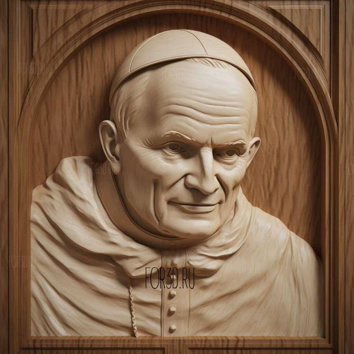 Pope John Paul II 3 stl model for CNC