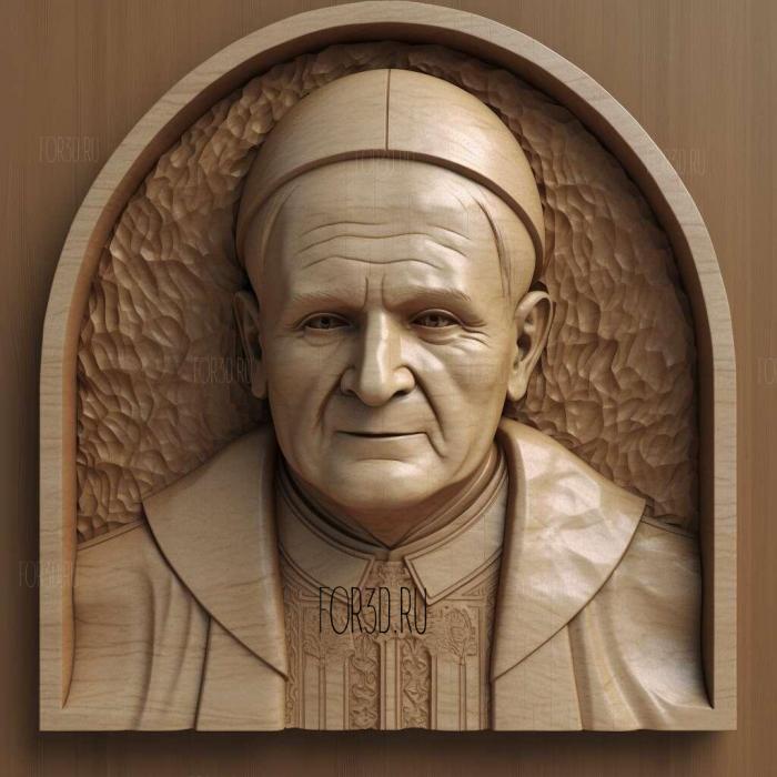 Pope John Paul II 4 stl model for CNC