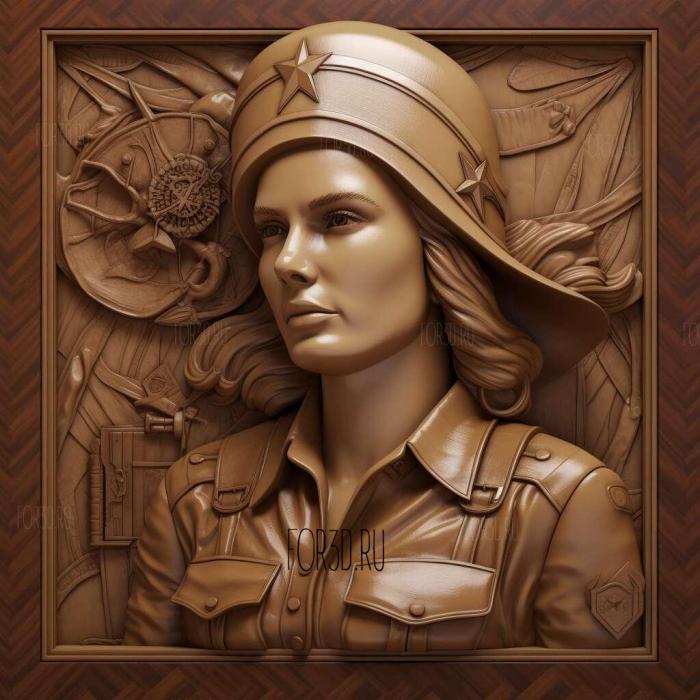 Peggy Carter Capitan America 2 stl model for CNC