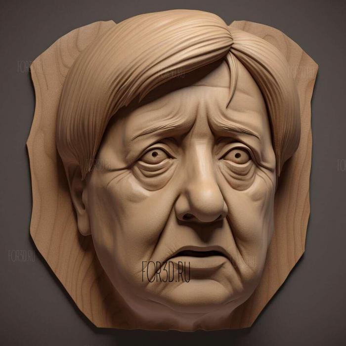 Angela Merkel caricature 3 stl model for CNC