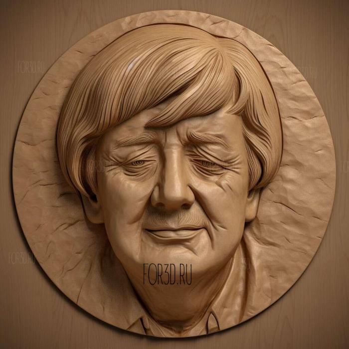 Angela Merkel caricature 4 stl model for CNC