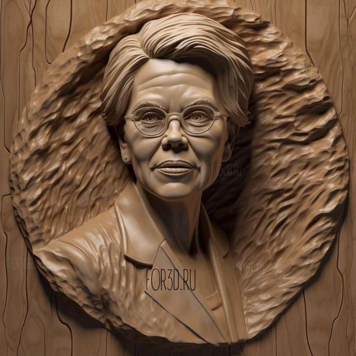 Elizabeth Warren caricatrue 3 stl model for CNC