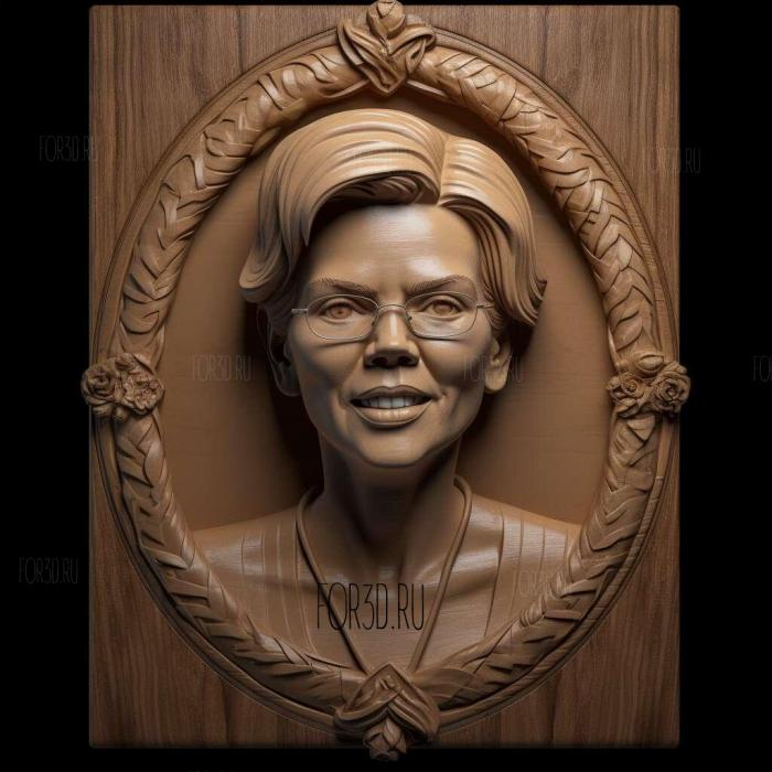 Elizabeth Warren caricatrue 4 stl model for CNC