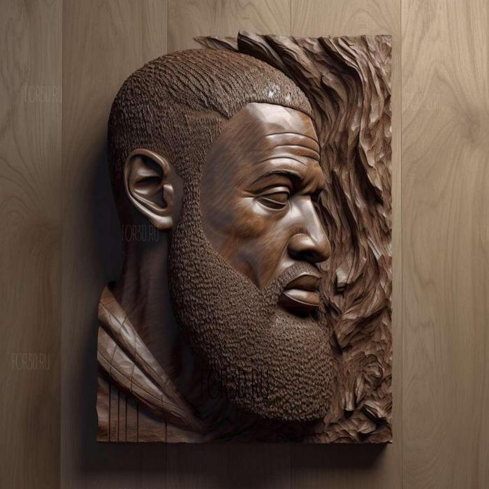 Lebron James with beard 1 stl model for CNC