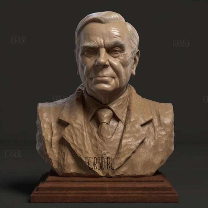Bust of Leonard Currie 3 stl model for CNC