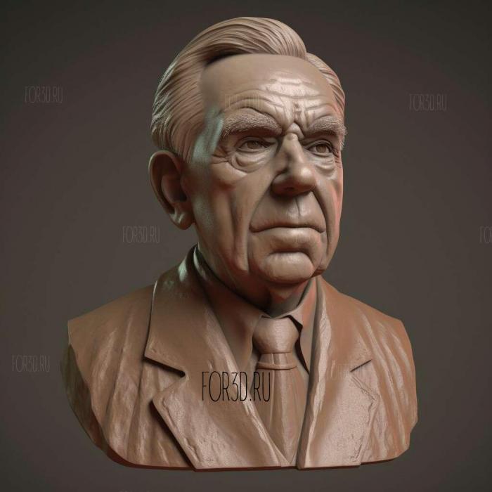 Bust of Leonard Currie 4 stl model for CNC