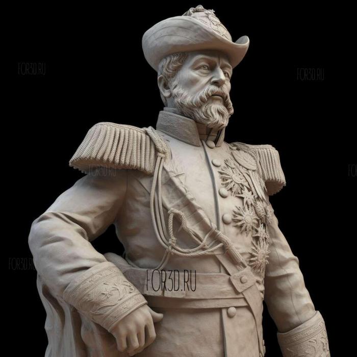 Prussian General 4 stl model for CNC