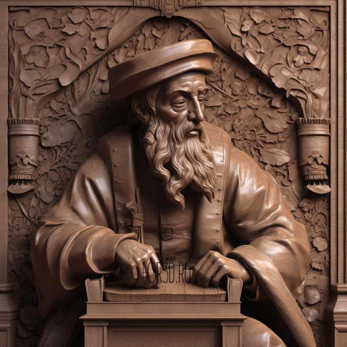 Johann Gutenberg 2 stl model for CNC