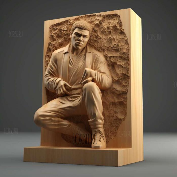 Muhammad Ali posing sterdown 2 stl model for CNC