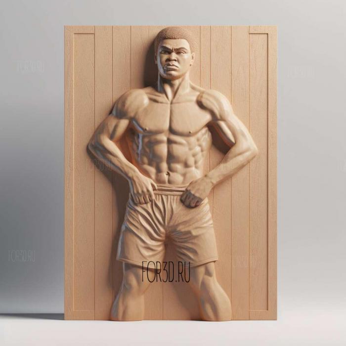 Muhammad Ali posing sterdown 3 stl model for CNC