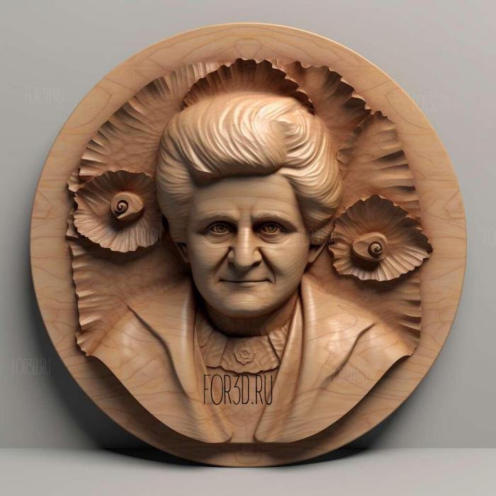 Maria Montessori 3 stl model for CNC