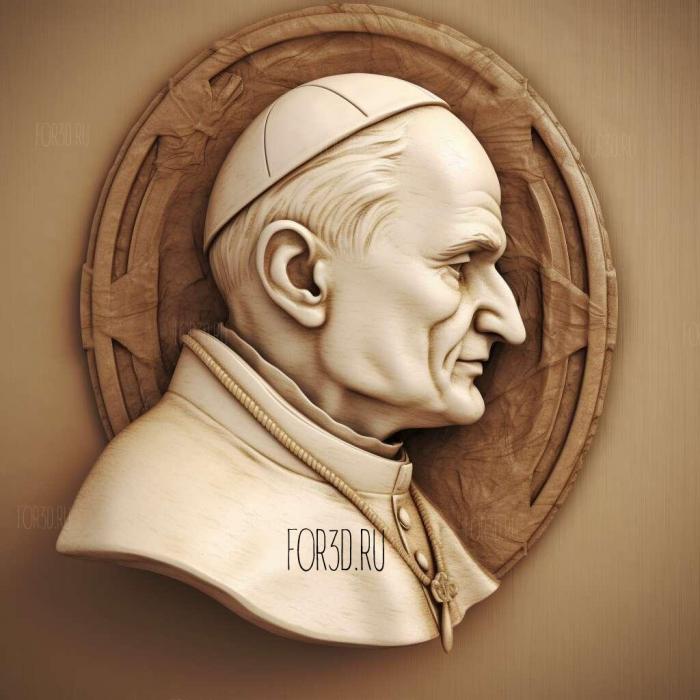 John Paul II Pope 1 stl model for CNC