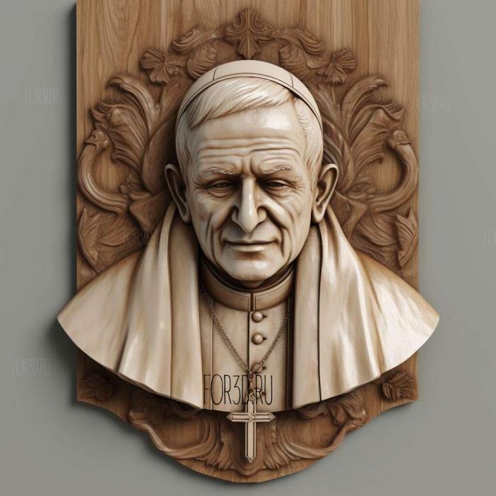 John Paul II Pope 2 stl model for CNC