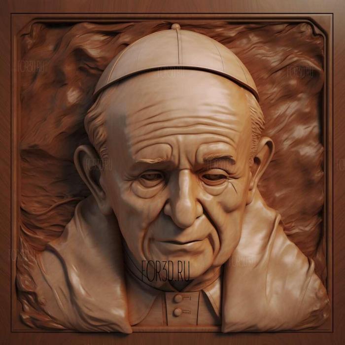 John Paul II Pope 3 stl model for CNC