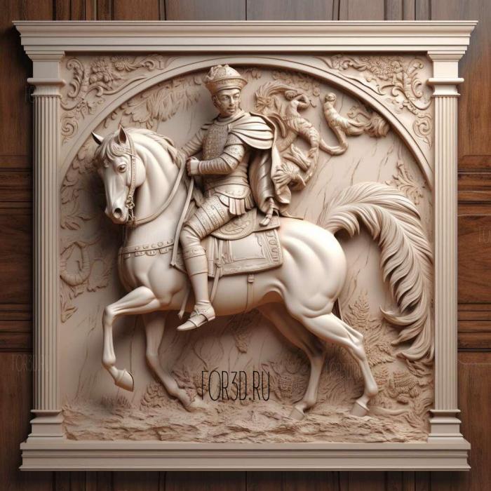 Equestrian statue of Napoleon 1 stl model for CNC