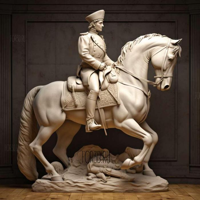 Equestrian statue of Napoleon 2 stl model for CNC