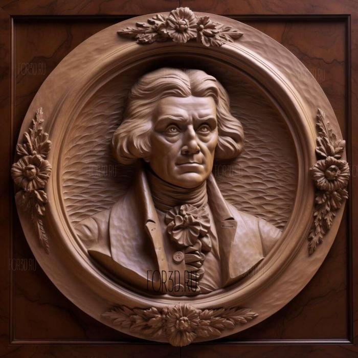 Thomas Jefferson 1 stl model for CNC