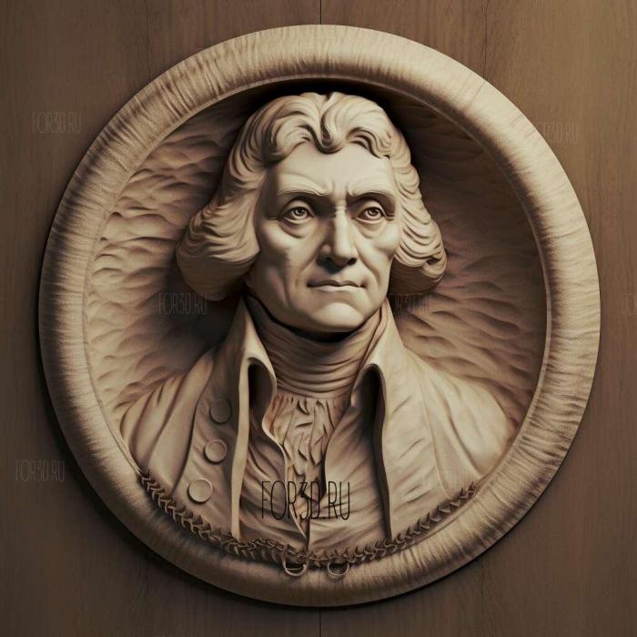 Thomas Jefferson 3 stl model for CNC