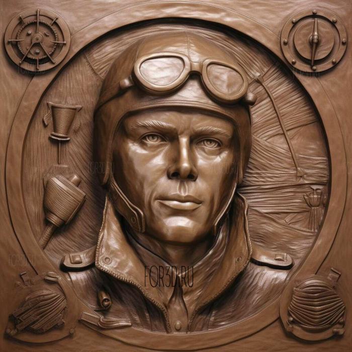 Charles Lindbergh transatlantic aviator 3 stl model for CNC