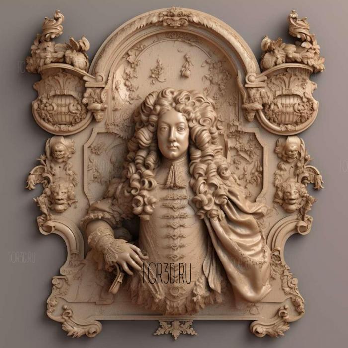 Louis XIV in place darmes of Versailles 2 stl model for CNC