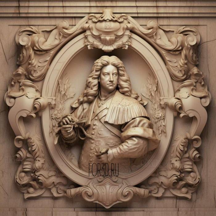 Louis XIV in place darmes of Versailles 3 stl model for CNC